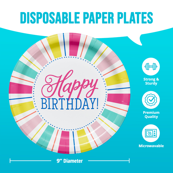 Birthday Brights 9" Party Plates | 8 Pack