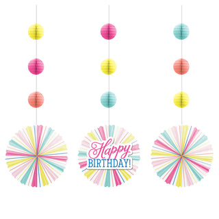 Birthday Brights Happy Birthday Hanging Fan Decorations
