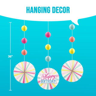 Birthday Brights Happy Birthday Hanging Fan Decorations