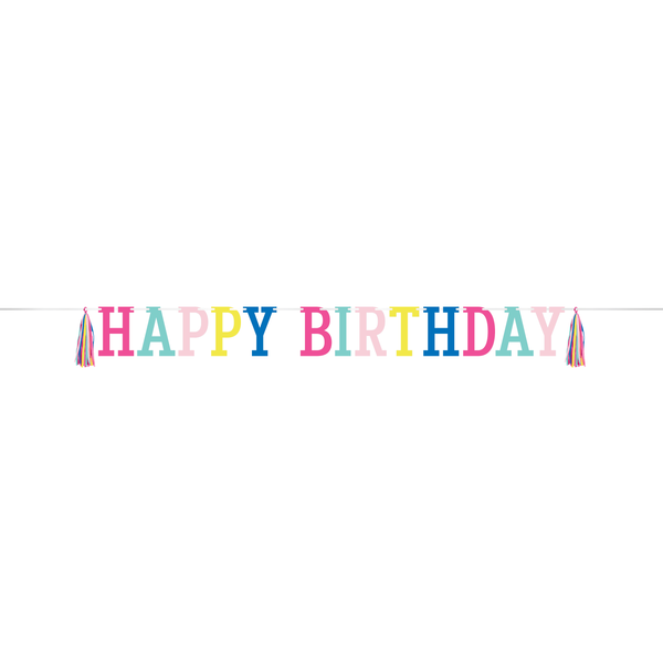 Birthday Brights Ribbon Banner with Tassels