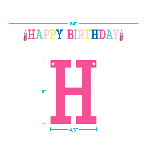 Birthday Brights Ribbon Banner with Tassels