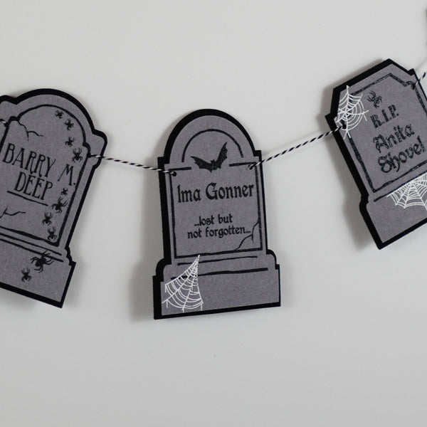 Spooky Headstone Felt Banner Garland Premium Quality Layered Bunting