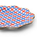 RED & BLUE GINGHAM STAR DINNER PLATES