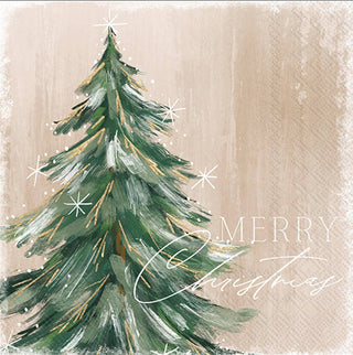 Gilded Painterly Tree Christmas Cocktail Napkins