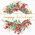 Happy Holidays Wreath Christmas Cocktail Napkins - 20 Count