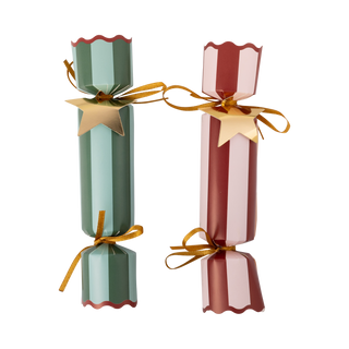 Gold Star Pink and Green Stripe Christmas Crackers