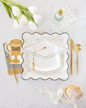 White Graduation Cap Shaped Plates