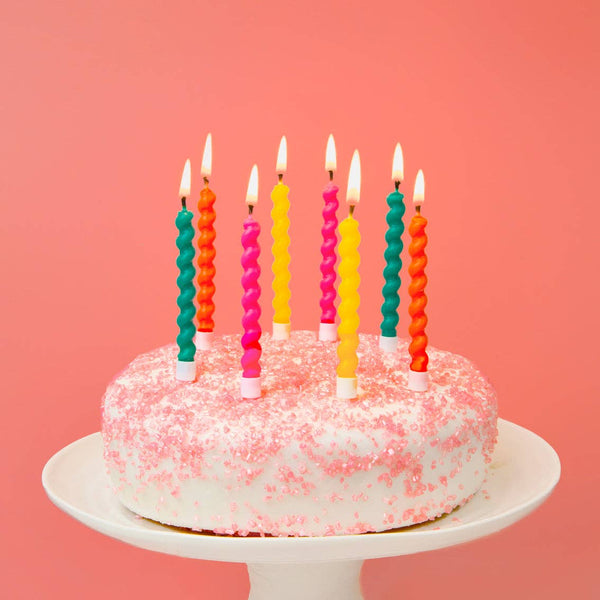 Rainbow Twirl Birthday Candles - 8 Pack | Cake Candles