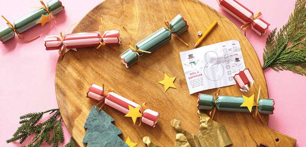 Gold Star Pink and Green Stripe Christmas Crackers