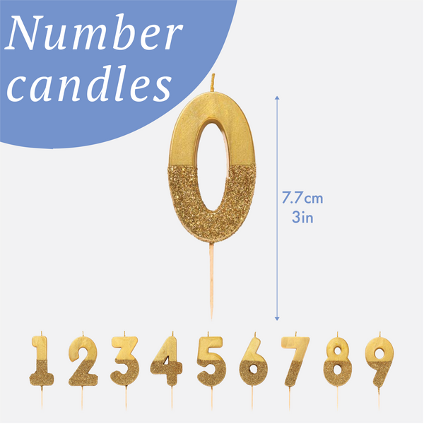 Gold Glitter Number Birthday Candles