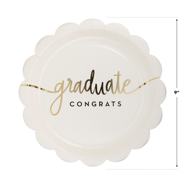 White Graduation Cap Shaped Plates