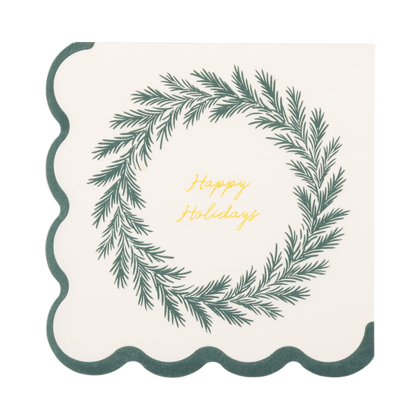 Gold Foil Wreath Paper Cocktail Napkins