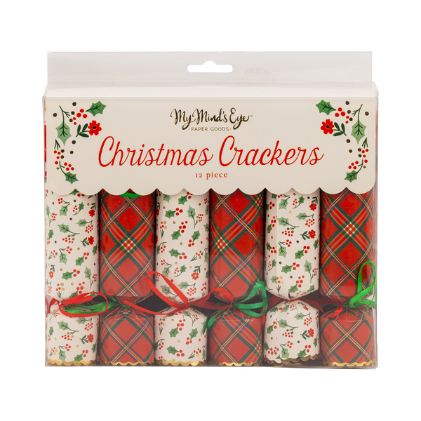 Plaid and Holly Christmas Crackers