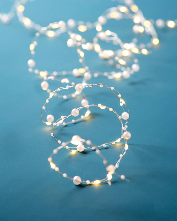 Beaded Rope Light Delicate Pearl String Lights | Warm White Bead LED Décor | Oh So Fancy ...