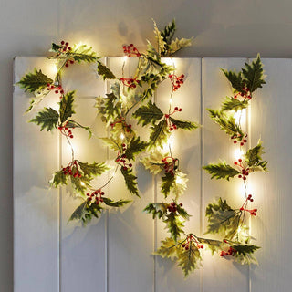 Holly Christmas LED String Lights - Festive Holiday Decor (2m/10 LEDs)