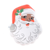 A festive plate shaped like Santa Claus's head, featuring a white beard, red hat, green holly leaves, and a silver bell, isolated on a white background.
