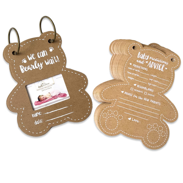 We Can Bearly Wait Baby Shower Prediction & Advice Card Keepsake Book - 50 Cards