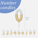 White & Gold Number Candles | Individual Birthday Cake Candles