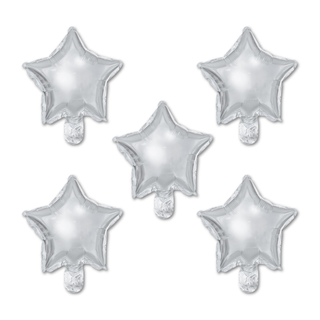 Silver Star Foil Balloons - Set of 5