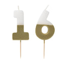 White & Gold Milestone Candles Set | Cake Candles
