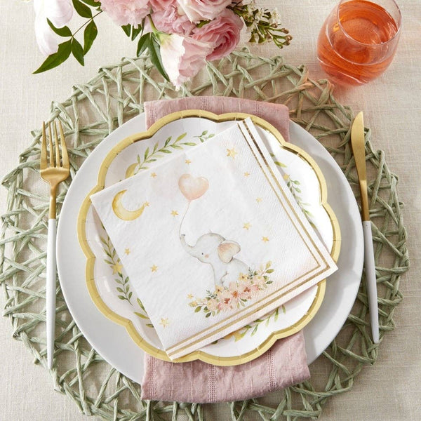 Pink Elephant Baby Shower Napkins