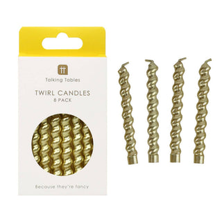 Gold Twirl Birthday Candles - 8 Pack | Party Supplies