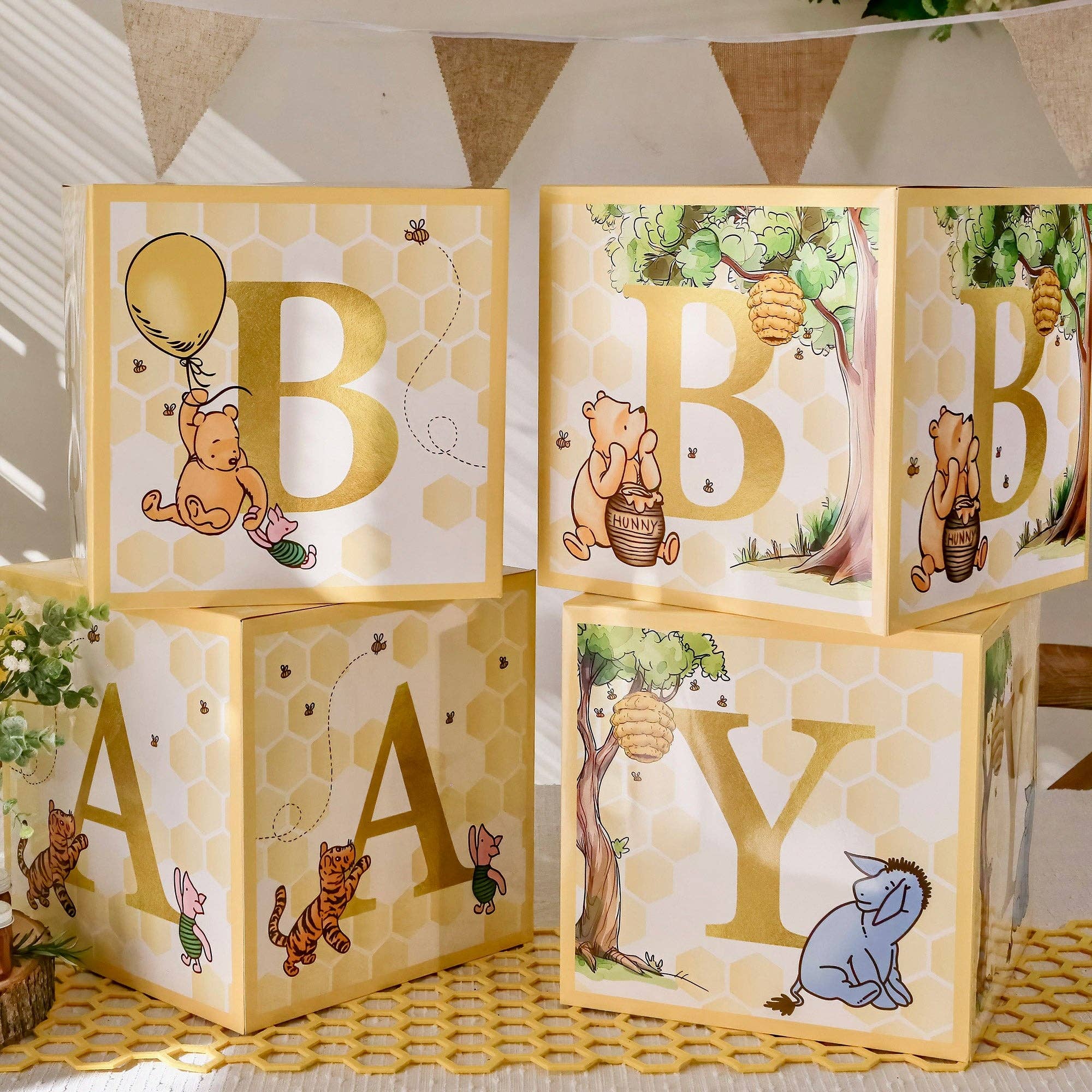 Baby Shower Decorations - Winnie-the-Pooh Baby Block Boxes | Party ...