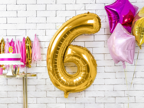 Number "6" Gold Balloon - 34"
