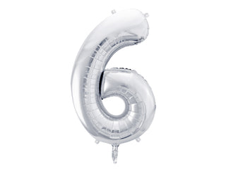 Number "6" Silver Balloon - 34"