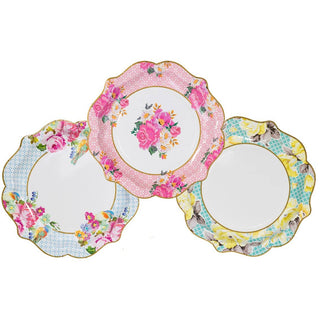 Floral Tea Party Plates – Set of 12 Elegant Paper Tableware