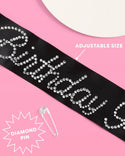 Birthday Girl Sash with Black Rhinestones