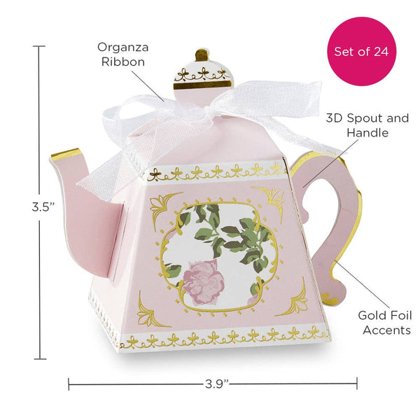 Tea Time Whimsy Teapot Favor Box - Pink (Set of 24)