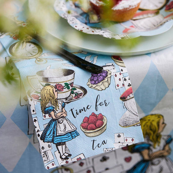 Alice in Wonderland Blue Cocktail Napkins