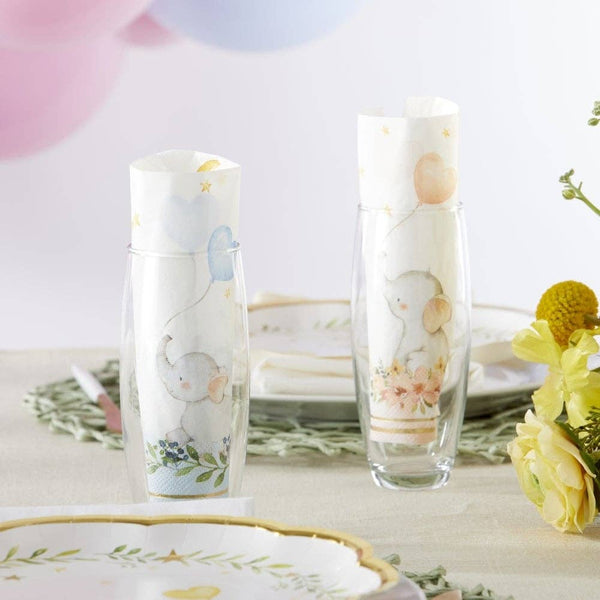 Pink Elephant Baby Shower Napkins