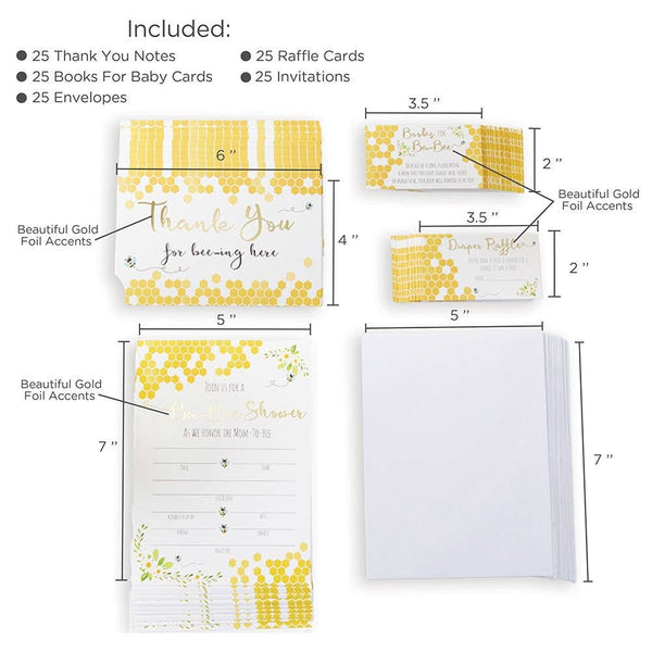 Complete Sweet As Can Bee Baby Shower 207 Piece Bundle - 16 Guests