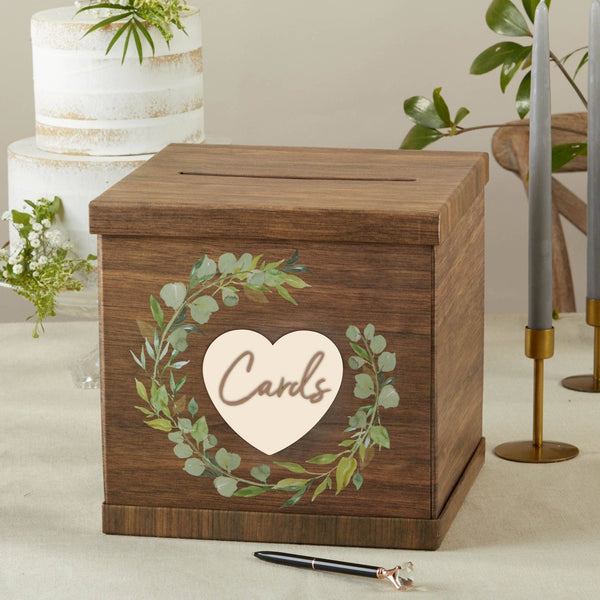 Rustic Brown Wood Card Box