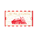 Design of 'The Polar Express' train on a red and white striped background
