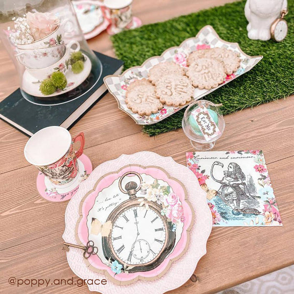 Alice in Wonderland Pink Cups & Saucers