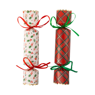 Plaid and Holly Christmas Crackers