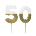 White & Gold Milestone Candles Set | Cake Candles