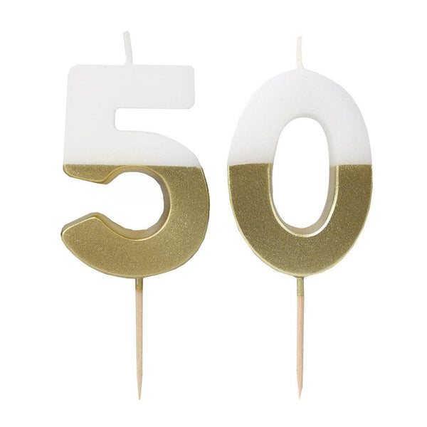 White & Gold Milestone Candles Set | Cake Candles
