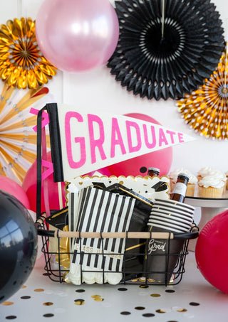 Pink Graduation Cap Shaped Plate