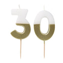 White & Gold Milestone Candles Set | Cake Candles