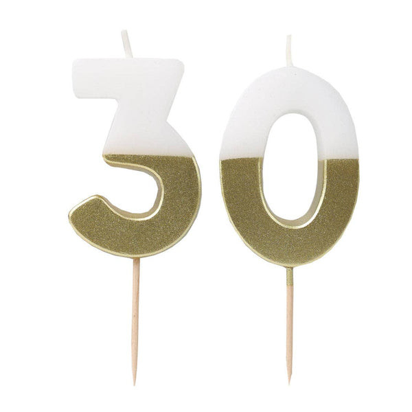 White & Gold Milestone Candles Set | Cake Candles