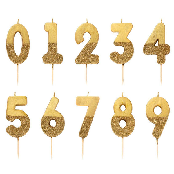 Gold Glitter Number Birthday Candles