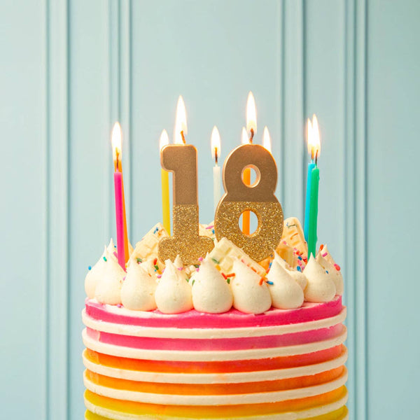 Gold Glitter Number Birthday Candles
