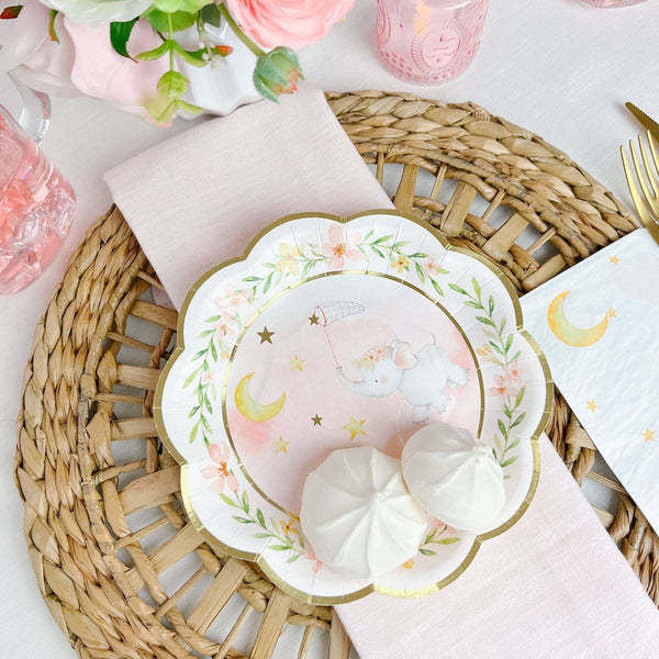 Elephant Baby Shower 7” Plates - Pink
