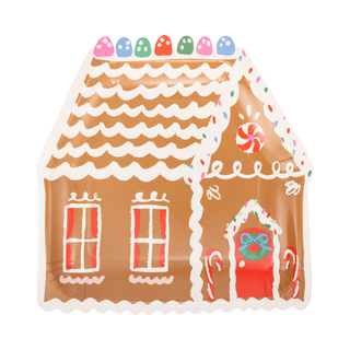 Gumdrop Gingerbread House Shaped Paper Plates