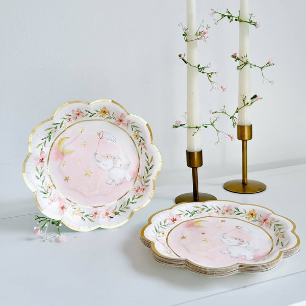 Elephant Baby Shower 7” Plates - Pink