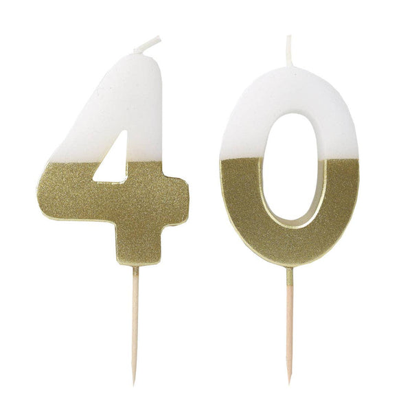White & Gold Milestone Candles Set | Cake Candles